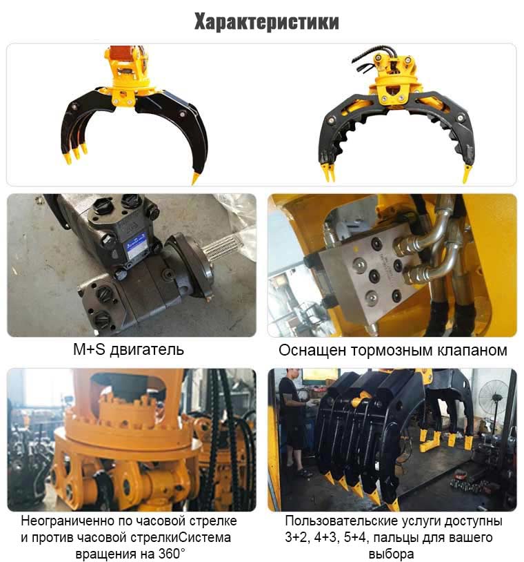 Features of rotating stone grapple，hydraulic stone excavator grab